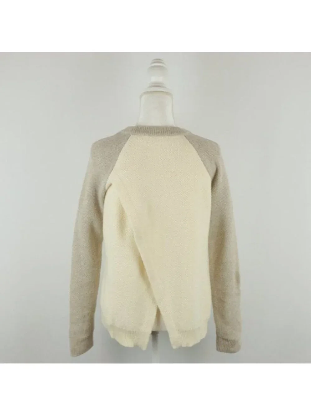 Madewell Province Women's Small Cream Tan Honeycomb Knit Crewneck Sweater